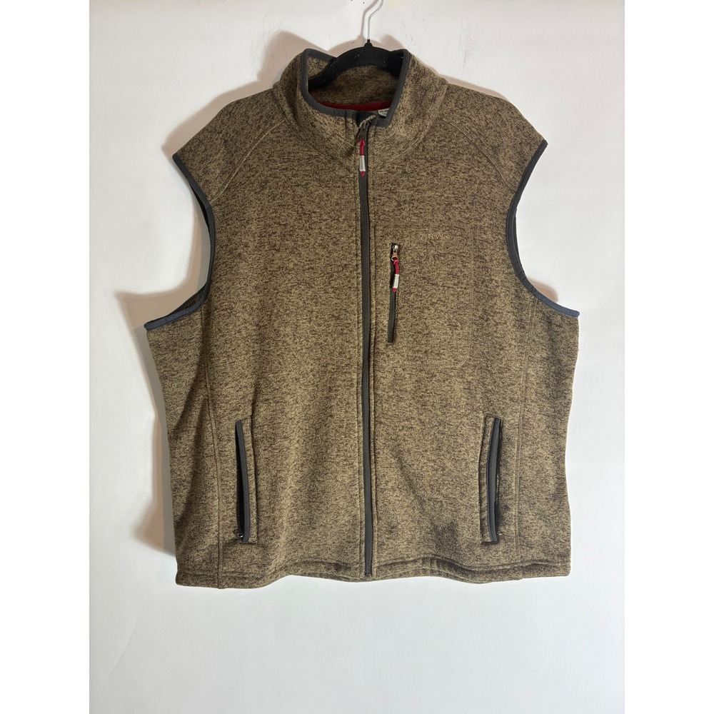 Orvis Mens XXL Brown Marl Sweater Fleece Full Zip Gorpcore Vest Pockets